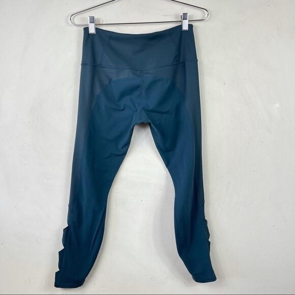 Athleta Cobra Tight Leggings Ankle Crop Criss Cross Cutout Abyss Teal S 158847 - Picture 5 of 16